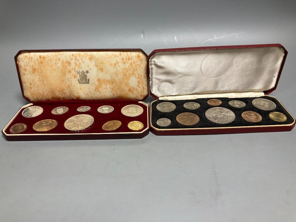 A Queen Elizabeth II brilliant UNC Coronation coin set, 1953 and a similar proof coin set